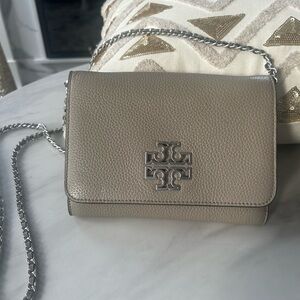 Tory Burch Taupe Leather Crossbody Bag